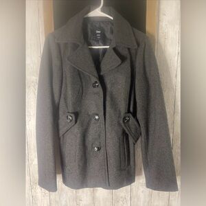 Gap Grey Recycled Wool Blend Jacket Coat Button Down Women's Medium